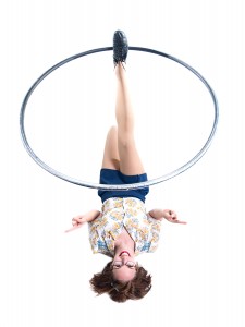 Circus Performer Kat Collett Hula Hoops on her foot