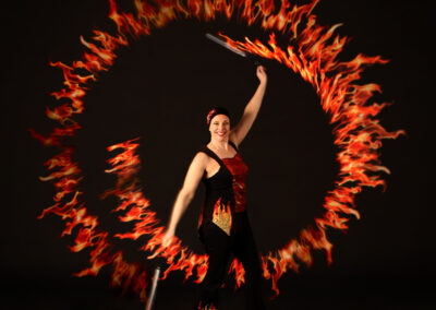 Kat Collett flames costume with LED poi